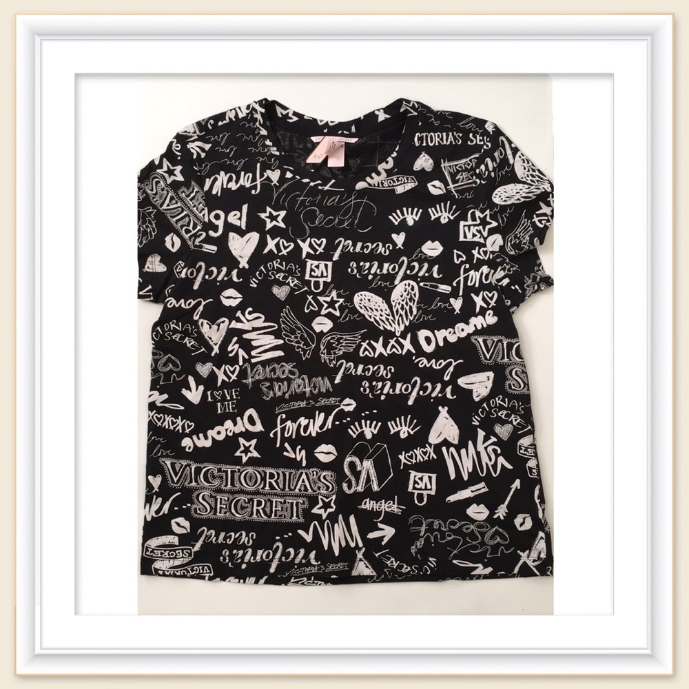 Victoria’s Secret short sleeve Graffiti Black tee